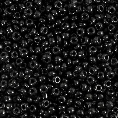 Creativ Company Rocailles, d 3 mm, afm 8/0, gatgrootte 0,6-1,0 mm, zwart, 500 gr/ 1 doos Creativ Company Rocailles, d 3 mm, afm 8/0, gatgrootte 0,6-1,0 mm, zwart, 500 gr/ 1 doos