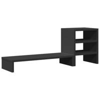 Monitorstandaard met bureau-organizer bewerkt hout zwart - thumbnail