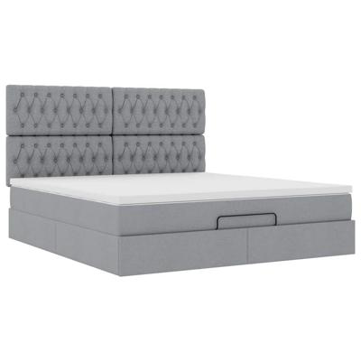 Ottoman bed met matras 180x200cm stof lichtgrijs - thumbnail