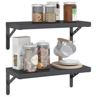 Wandschappen 2 st 50x23,5 cm roestvrijstaal zwart - thumbnail