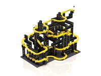 Hubelino knikkerbaan bouwset zwart/geel 246-delig - thumbnail