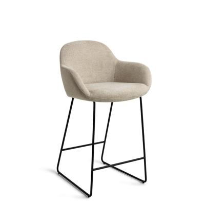 Jesper Home Barkruk 'Kushi' Slide Black, kleur Ivory Ivy (zithoogte 67cm)