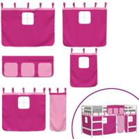 Kinderhoogslaper met gordijnen 80x200 cm grenenhout roze - thumbnail