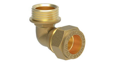 Kirchhoff Messing overgangshoek 90°, blank, 22 mm x 3/4"AG, klemkoppeling voor koperen buis - 989452417