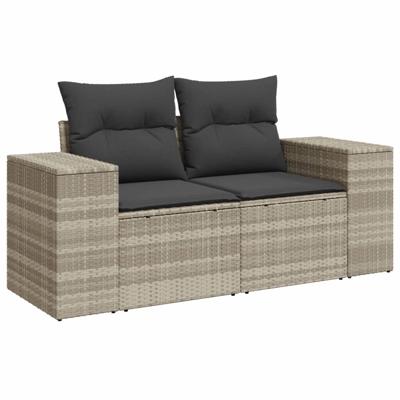 9-delige Loungeset met kussens poly rattan lichtgrijs