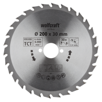 Wolfcraft 6379000 Hardmetaal-cirkelzaagblad 200 x 30 mm Aantal tanden: 30 1 stuk(s) - thumbnail
