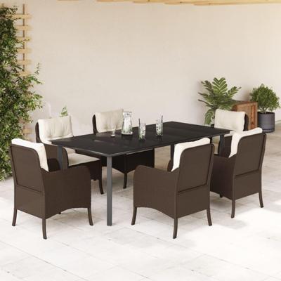 7-delige Tuinset met kussens poly rattan bruin 7-delige Tuinset met kussens poly rattan bruin