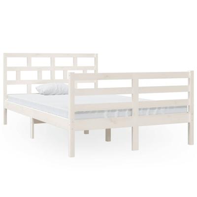 Bedframe massief grenenhout wit 120x200 cm