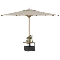 Tuintafel met parasolgat 55x55x46,5 cm poly rattan zwart - thumbnail