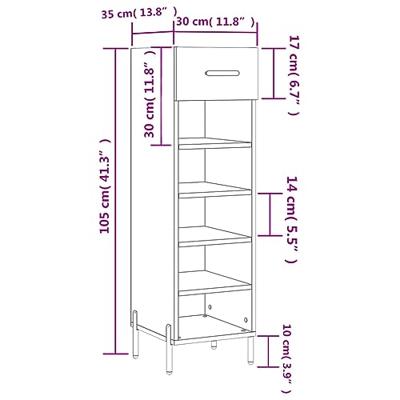 Schoenenkast 30x35x105 cm bewerkt hout bruineikenkleurig Schoenenkast 30x35x105 cm bewerkt hout bruineikenkleurig