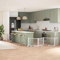 Hondenhek inklapbaar met deur 6 panelen 480 cm populierhout wit - thumbnail