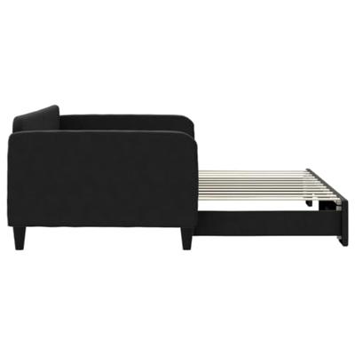 Slaapbank met onderschuifbed 100x200 cm stof zwart