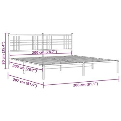 Bedframe met hoofdbord metaal wit 200x200 cm