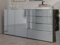 Dressoir OAKLAIR 2 deuren en 4 lades grafiet/hoogglans grijs - thumbnail