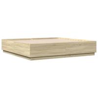 Bedframe bewerkt hout sonoma eikenkleurig 200x200 cm - thumbnail