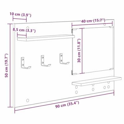 Wandgemonteerde kapstok met plank Zwart eiken 90 x 10 x 50 cm