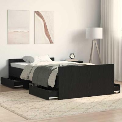 Bedframe met hoofdeinde Zwart eiken 100 x 200 cm Bewerkt hout