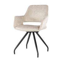 Livingfurn Draaibare Eetkamerstoel 'Capp' Velvet, kleur Beige - thumbnail