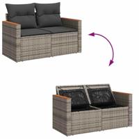 6-delige Loungeset met kussens poly rattan grijs - thumbnail