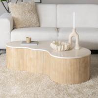 Eleonora Organische Salontafel 'Kira' Mangohout en marmer, 129 x 84cm - thumbnail