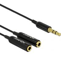 Delock 65356 Audio Aansluitkabel [1x Jackplug male 3,5 mm - 2x Jackplug female 3,5 mm] 25 cm Zwart - thumbnail