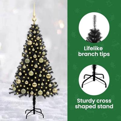 VidaXL Kerstboom met 150 led met standaard zwart 120 cm pvc VidaXL Kerstboom met 150 led met standaard zwart 120 cm pvc