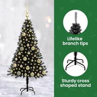 VidaXL Kerstboom met 150 led met standaard zwart 120 cm pvc - thumbnail