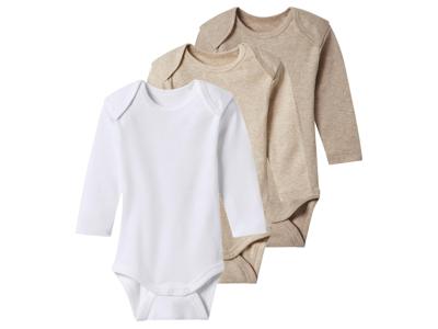 lupilu Set van 3 baby rompers (wit/beige/donkerbeige, 74/80) lupilu Set van 3 baby rompers (wit/beige/donkerbeige, 74/80)