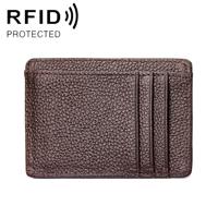 KB37 Antimagnetic RFID Litchi Texture Leather Card Holder Wallet Billfold for Men and Women (Coffee) - thumbnail
