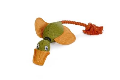 Canvas hondenspeeltje eend met koord oranje 45 cm Canvas hondenspeeltje eend met koord oranje 45 cm