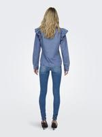 Only Onlindigo Ls Frill Dnm Shirt Qyt Noos Blouse Medium Blue Denim - thumbnail