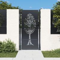 VidaXL Poort 100x175 cm met boomontwerp staal antracietkleurig - thumbnail