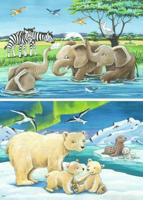 Ravensburger legpuzzel jonge dieren uit de hele wereld, 2x12 st. - thumbnail