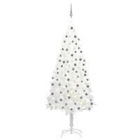 VidaXL Kunstkerstboom met verlichting en kerstballen 210 cm pvc wit - thumbnail