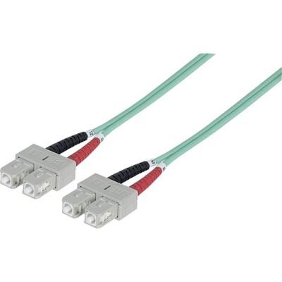 Intellinet 750837 Glasvezel Optische vezel Aansluitkabel 2.00 m Turquoise [1x SC-stekker - 1x SC-stekker] 50/125 µ Multimode OM3