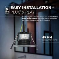 Nola LED inbouwspot - Lage inbouwdiepte (49mm) - 5 Watt 480 lumen - 2700K warm wit - Dimbaar - Rond - IP65 waterdicht voor binnen, buiten en badkamer - Zwart - thumbnail