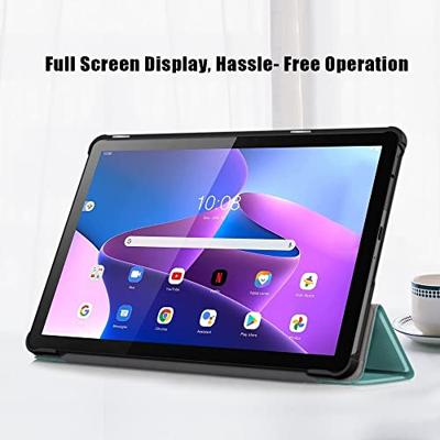 Lunso - Lenovo Tab M10 Gen 3 (3e generatie) - Tri-Fold Bookcase hoes - Groen Lunso - Lenovo Tab M10 Gen 3 (3e generatie) - Tri-Fold Bookcase hoes - Groen