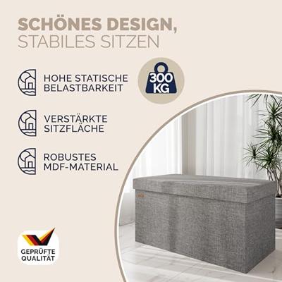 Monzana Zitbank - 80cm - met - opslagruimte - in - Grijs Monzana Zitbank - 80cm - met - opslagruimte - in - Grijs