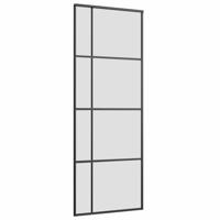 Schuifdeur met beslagset 76x205 cm ESG glas zwart - thumbnail