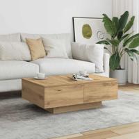 Salontafel 90x60x31 cm bewerkt hout artisanaal eikenkleurig - thumbnail