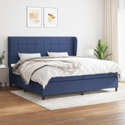 Boxspring met matras stof blauw 200x200 cm