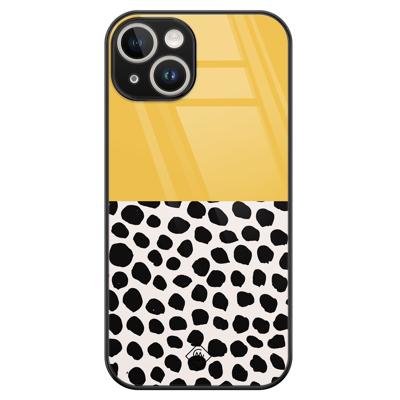 iPhone 14 glazen hardcase - Abstract geel iPhone 14 glazen hardcase - Abstract geel