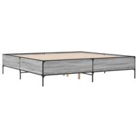 Bedframe bewerkt hout metaal grijs sonoma eiken 200x200 cm - thumbnail