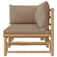 2-delige Loungeset met kussens bamboe taupe - thumbnail