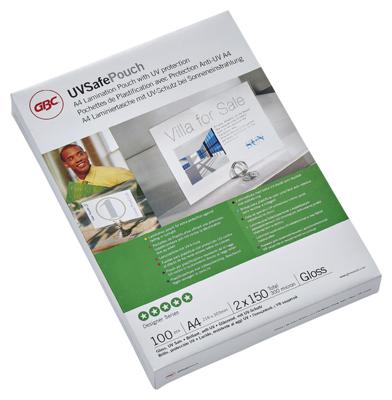 GBC UV Safe lamineerhoes ft A4, 300 micron (2 x 150 micron), uv-bestendig, pak van 100 stuks