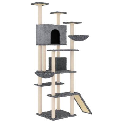 VidaXL Kattenmeubel met sisal krabpalen 191 cm donkergrijs