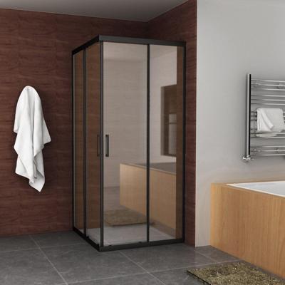 Douchecabine BWS Vierkant Hoekinstap 2 Schuifdeuren 100x100x200cm 8mm Helder Glas met Nano Coating Mat Zwart Douchecabine BWS Vierkant Hoekinstap 2 Schuifdeuren 100x100x200cm 8mm Helder Glas met Nano Coating Mat Zwart