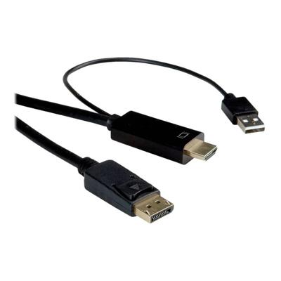 ROLINE HDMI kabel UltraHDTV - DisplayPort, M/M, zwart, 2 m ROLINE HDMI kabel UltraHDTV - DisplayPort, M/M, zwart, 2 m