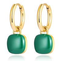 Deja Jewels Oorringen Goudkleurig Met Groene Acryl Hanger - thumbnail