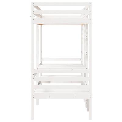 Hoogslaper met bureau en stoelen grenenhout wit 90x200cm - thumbnail